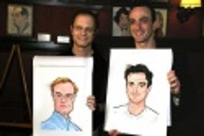 Posing with their likenesses for the camera Photo