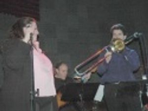 Accompanied on stage by trombone for
"Slide that Rusty Trombone"

 Photo