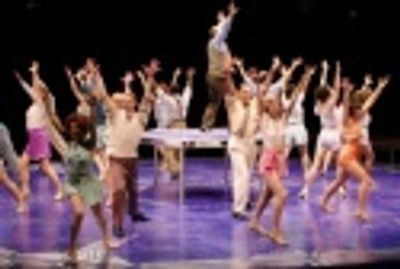 the Company of 42nd Street; Melissa Lone and Todd Lattimore as Billy Lawlor
 Photo