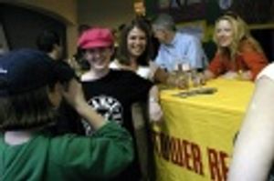 
Sherie Rene Scott posing with fans  Photo