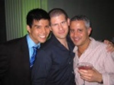 Telly Leung (Boq), Terry Goldman (ElectricArtists PR), and David Stone (Producer) Photo