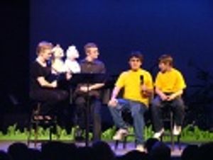 Jennifer Barnhart, Rick Lyon and the Bad Idea Bears from Avenue Q
kick off the show  Photo