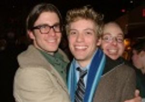 Gavin Creel and Barrett Foa (with Jamie sneaking in) were
present in the audience to Photo