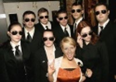 Melissa Rauch with her Secret Service: Front Row (l to r): Britt Bachmann (Asst. Stag Photo