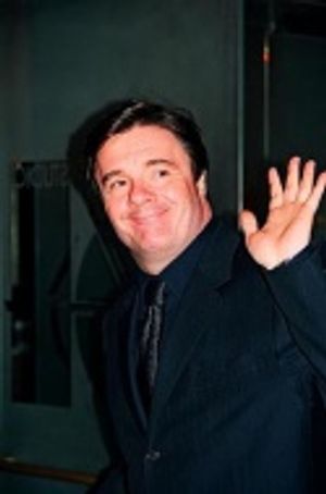 Nathan Lane rushing in before the curtain went up...  Photo