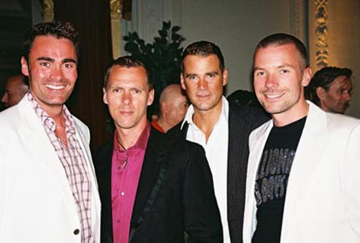 Parker Williams, Brian Pendleton, Joel Wyatt (Trevor Project, Development Director) and Chad Goldman at Trevor Project's A Totally Funny Whatever