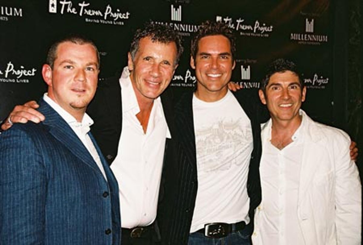 Diarmaid B. O'Sullivan (Millennium Hotels & Resorts, Regional Director of Marketing), Michael Cunningham (Receipient of the 2006 Trevor Hero Award), Jorge Valencia and James Lecesne at 