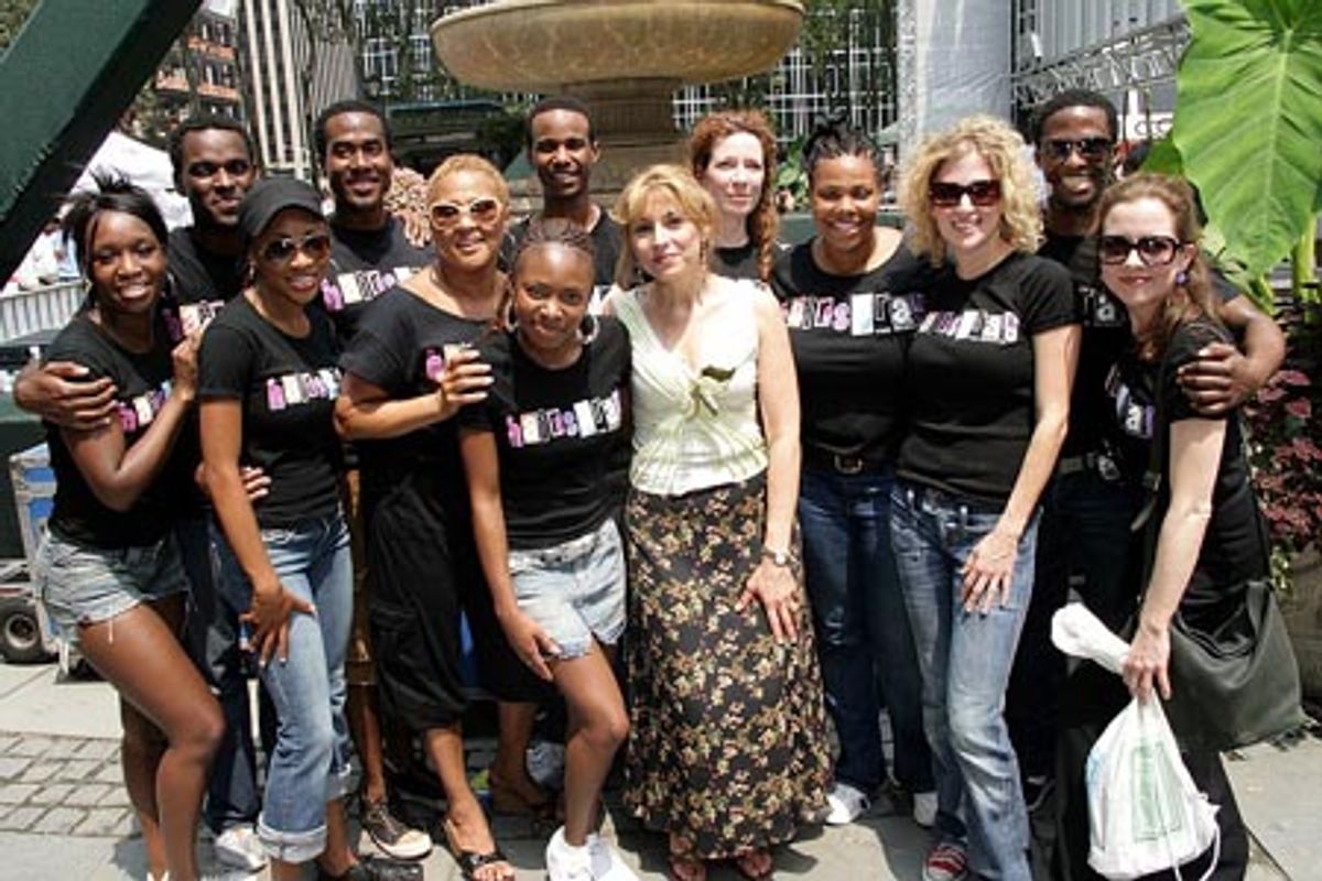 The cast of Hairspray with radio personality Valerie Smaldone at 
