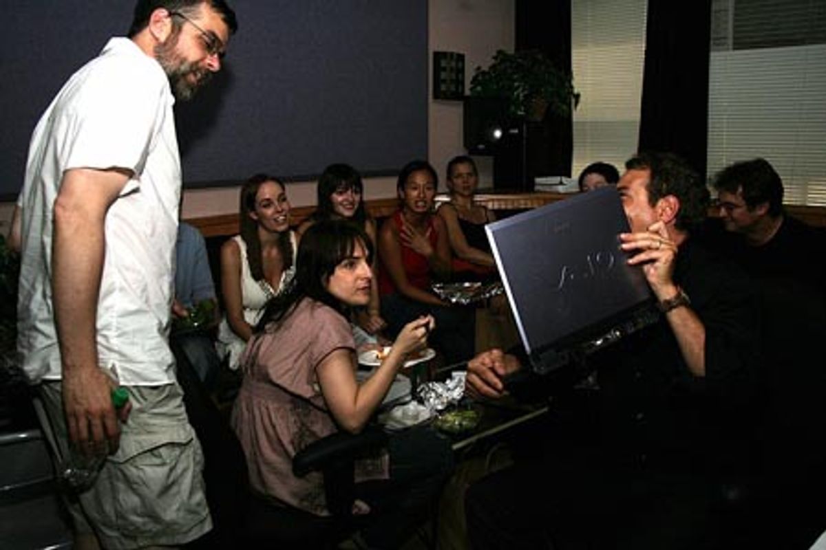 On break and looking at photos at 