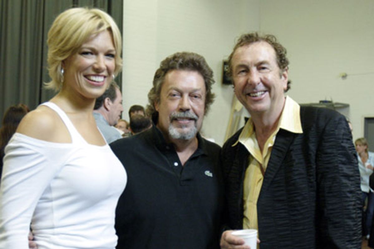 Hannah Waddingham (The Lady in the Lake), Tim Curry (King Arthur) and Eric Idle at 