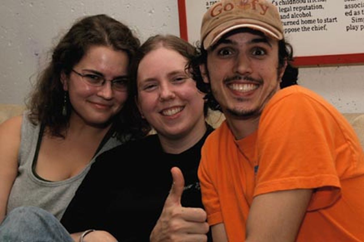 Annette Adamska, Hannah Woodward (stage manager), and Joe Powell (set designer) at 