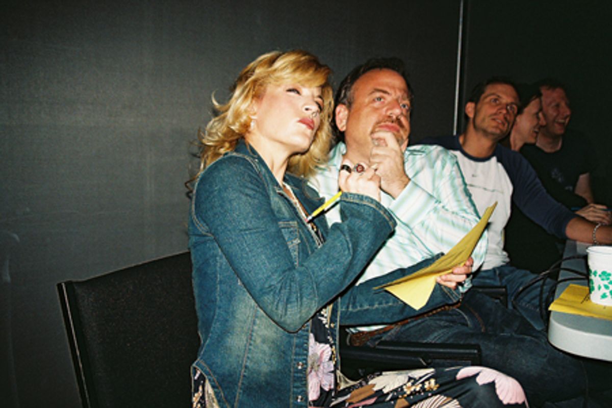 NYMF Broadway Idol Celebrity Judges Felicia Finley and Marc Shaiman at 