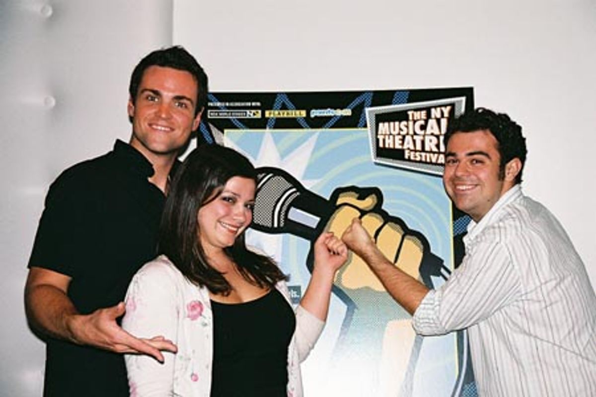 NYMF Broadway Idol Contestants with the songs they chose: Jeff McLean ('A Bit Of Earth'), Shannon Amiry ('I'm Going Back') and Saum Eskandani ('Moving Too Fast') at 