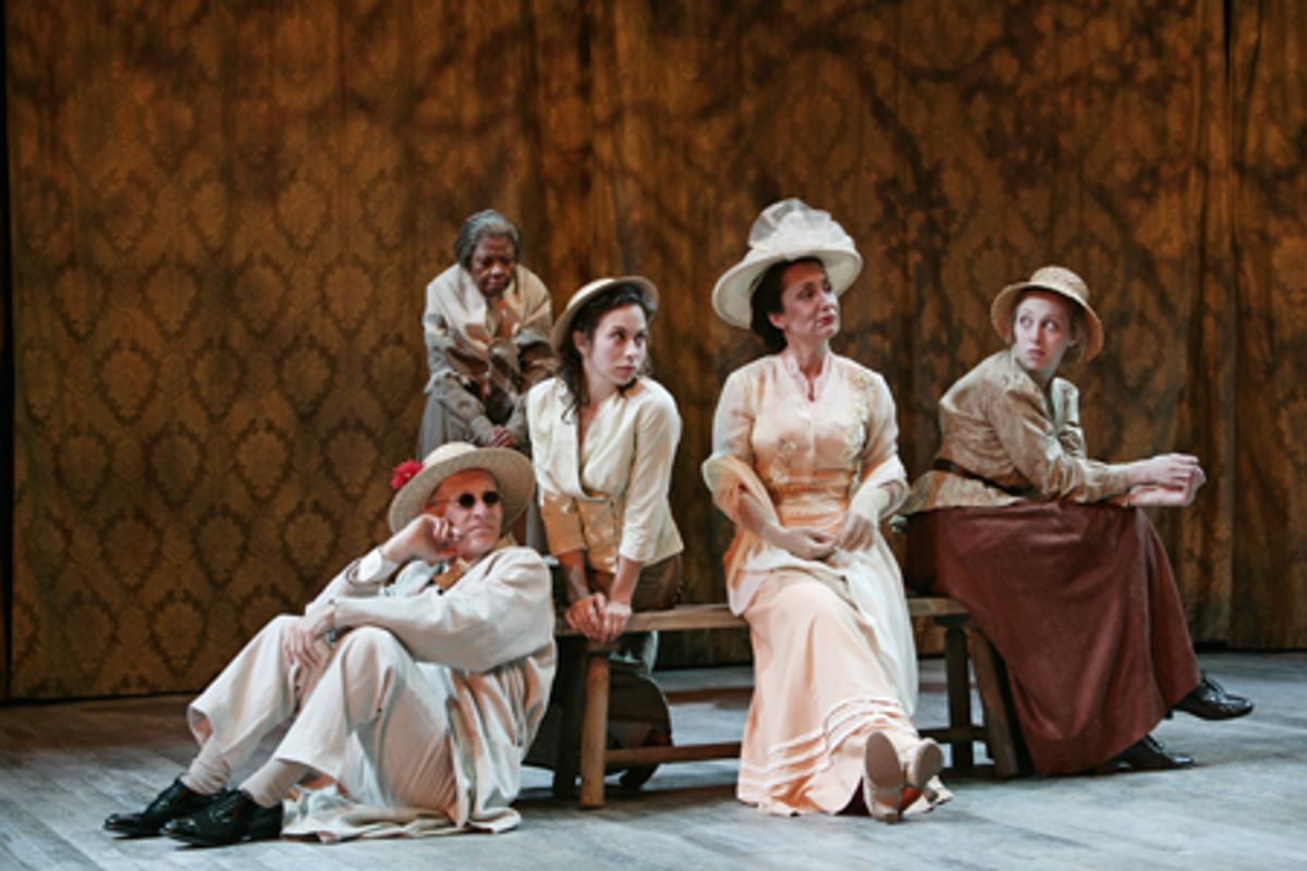 Brian McEleney as Leonid Gaev, Barbara Meek as Firs, Phyllis Kay as Lovey Ranevskaya, Crystal Finn as Varya  at 