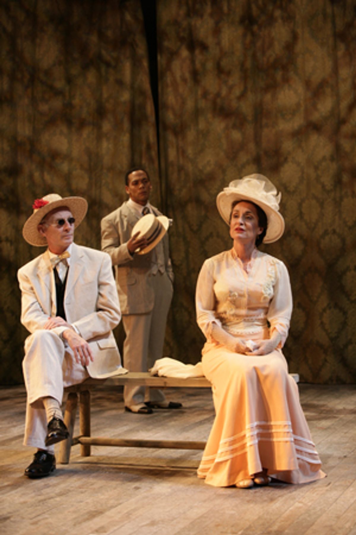 (L TO R) Brian McEleney as Leonid Gaev, Joe Wilson, Jr as Yermolai Lopakin, and Phyllis Kay as Lovey at 