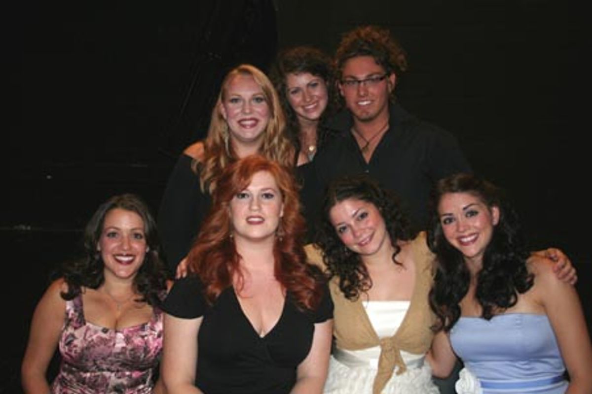 NYMF Broadway Idol Contestants Beth Kirkpatrick, Jaimie Mayer (NYMF Broadway Idol Producer), Jamieson Lindenburg, Jaclyn Huberman, Katie Thompson, Shannon Amiry and Elizabeth DeRosa at 