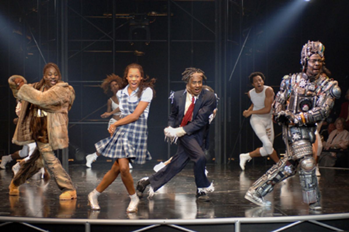 Tituss Burgess as Lion, Nikki M. James as Dorothy, Rashad Naylor as Scarecrow, and Michael Benjamin Washington as Tinman at 