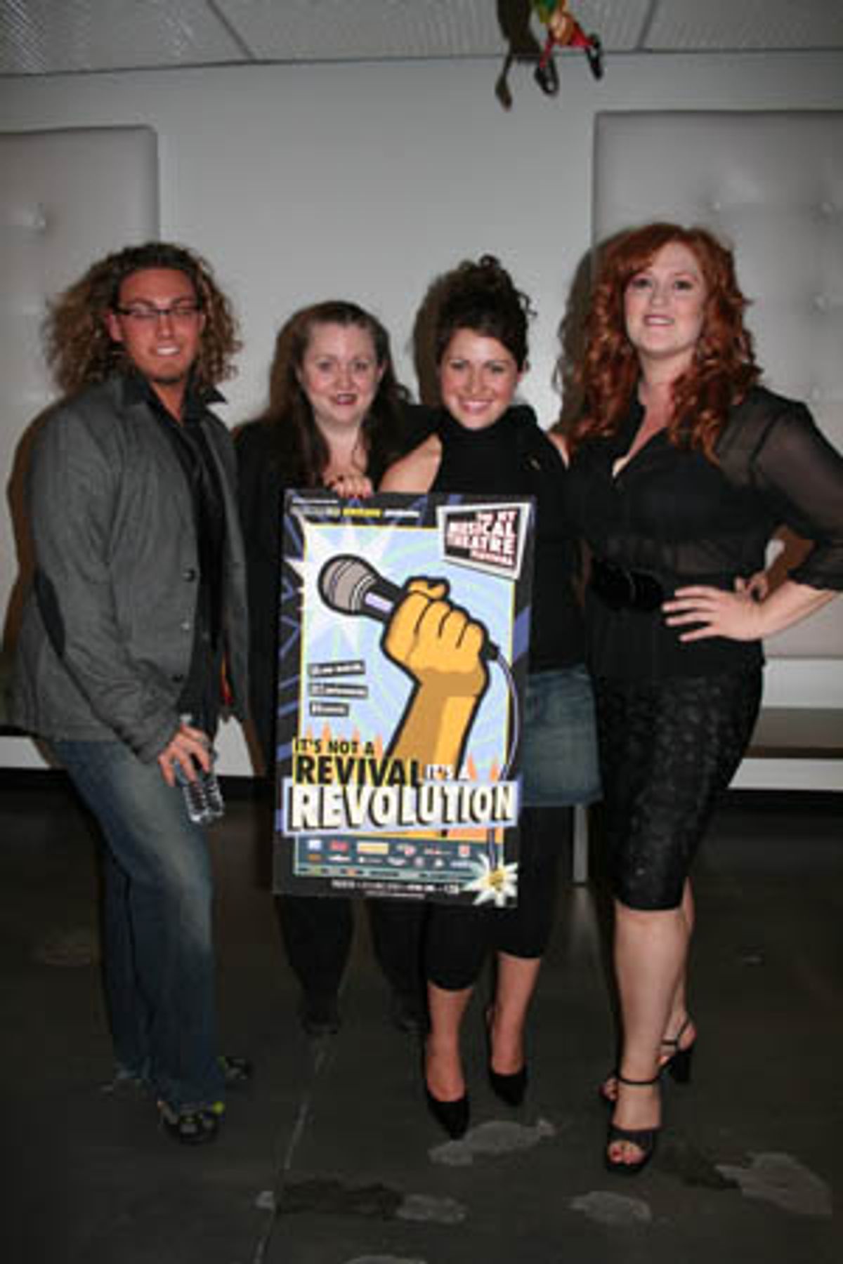 Jamieson Lindenburg (NYMF Broadway Idol Finalist), Susan Davison (NYMF Broadway Idol Production Stage Manager), Jaimie Mayer and Katie Thompson (NYMF Broadway Idol Finalist) at 