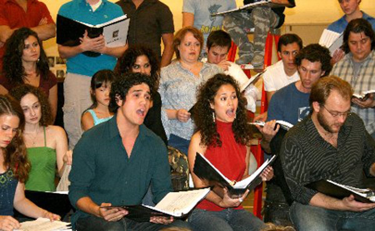 Adam Jacobs, Ali Ewoldt, Alexander Gemignani and cast at 