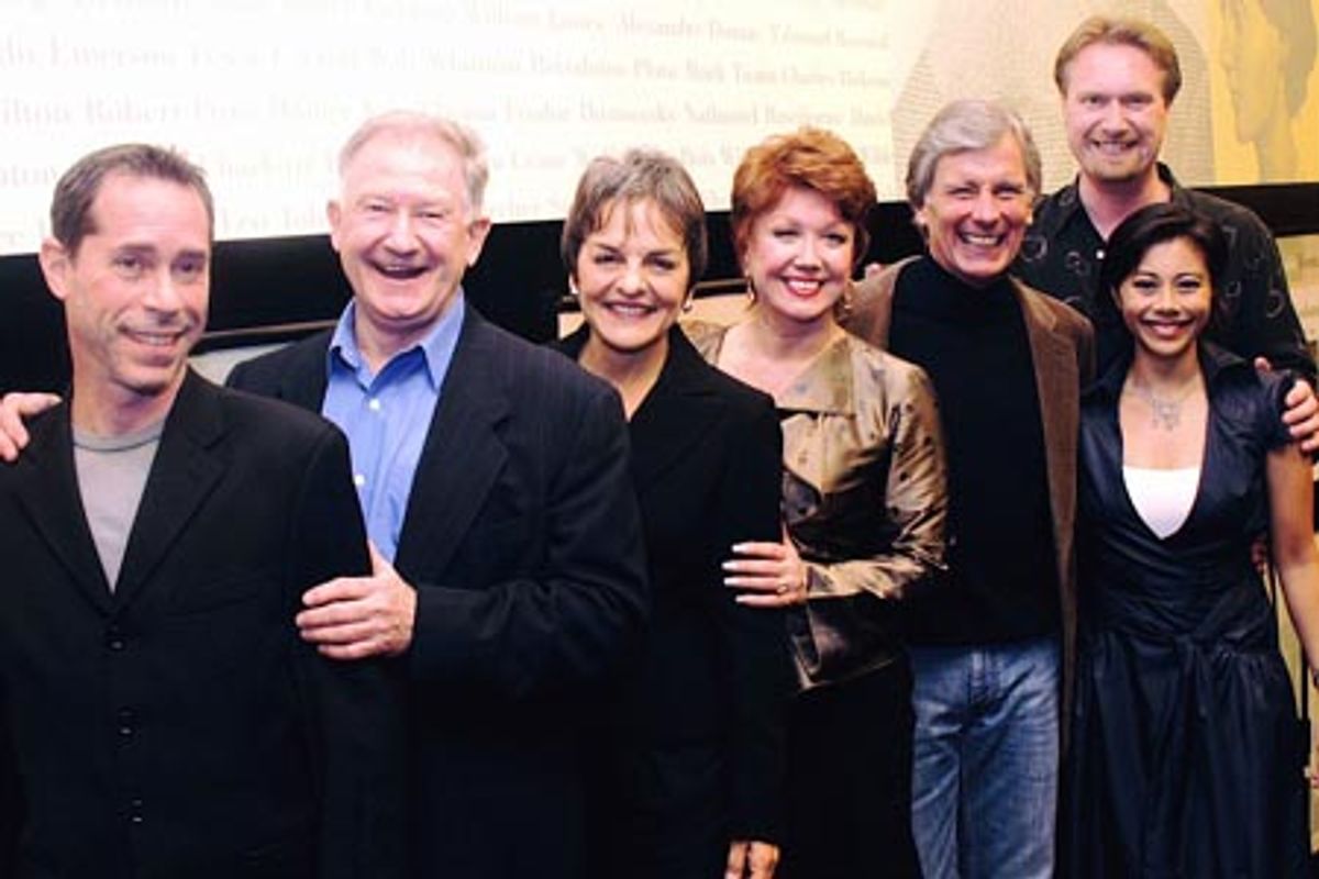 Ian Herman, Harvey Evans, Priscilla Lopez, Donna McKechnie, Kurt Peterson, Matt Castle and Angel Desai at 