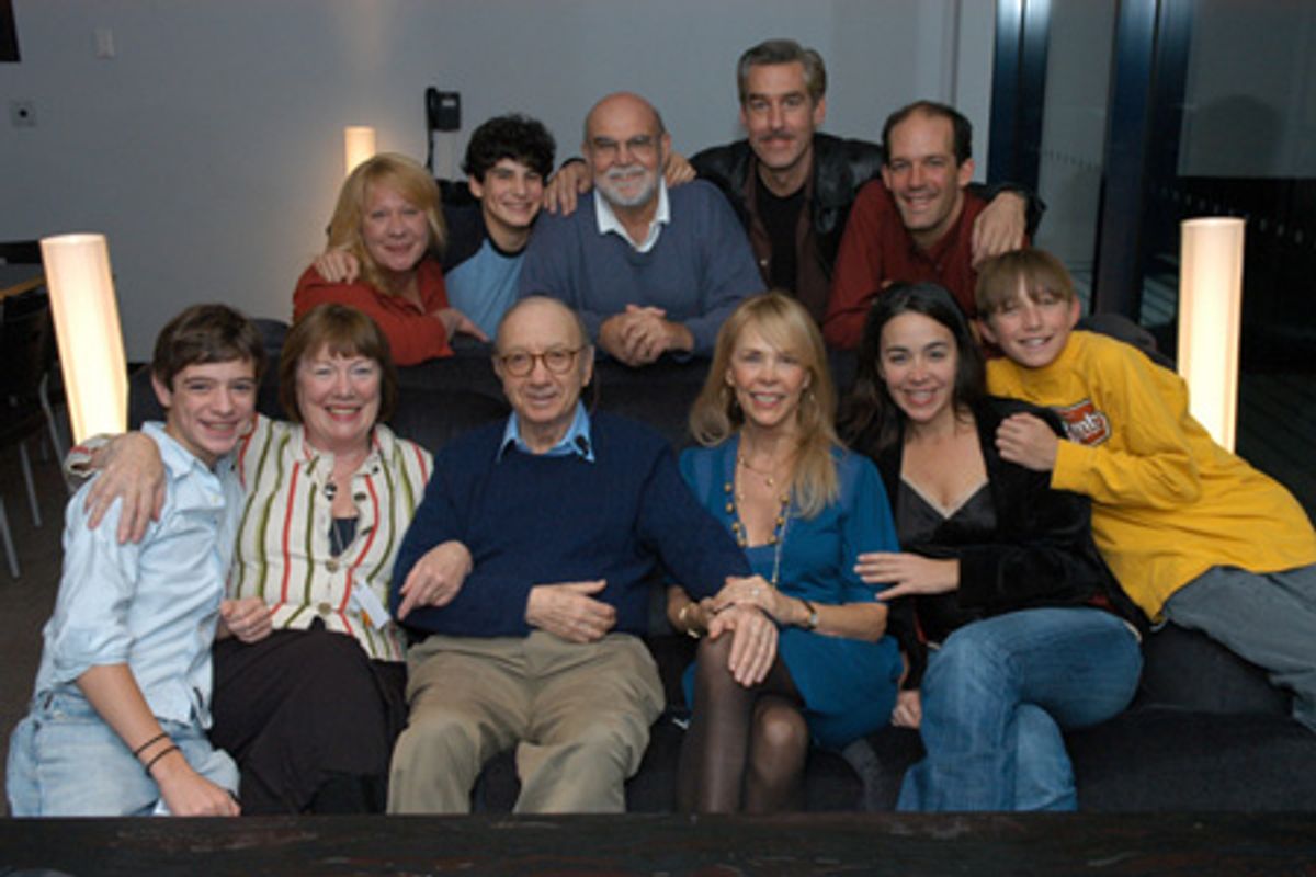 Neil Simon and his wife Elaine Joyce Simon with the cast of Lost in Yonkers at 