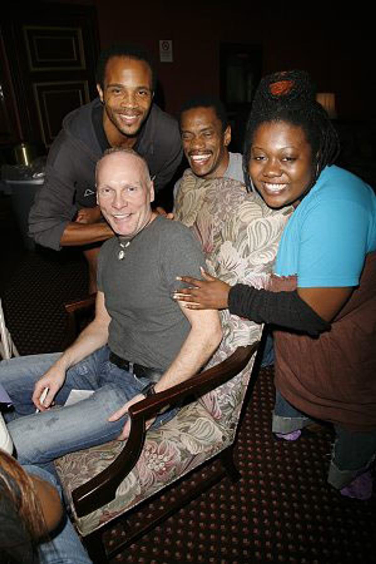 James Harkness, Charles Gray and Maia Wilson with dresser James Hodun at 