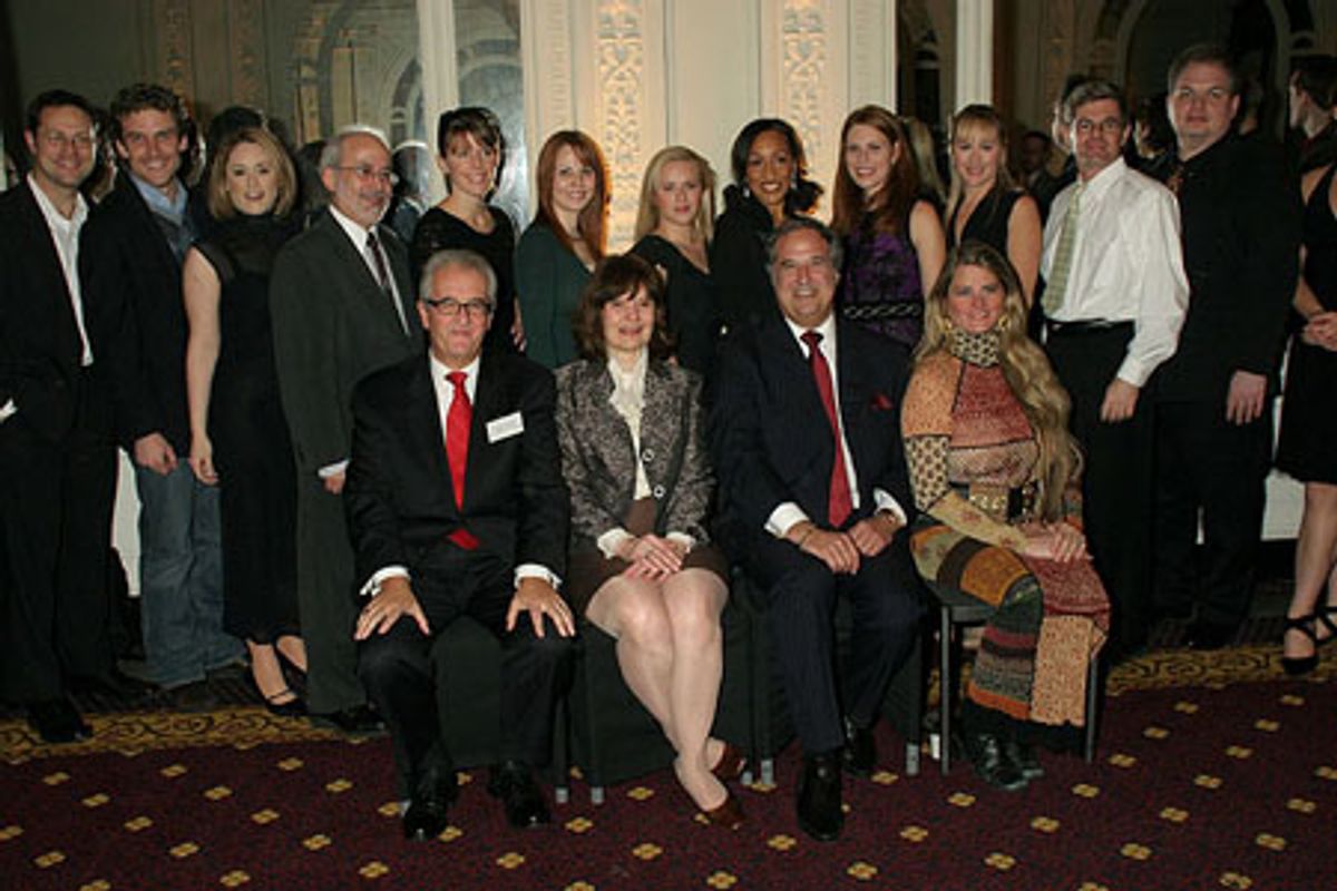 James J. Heinze, Helen Guditis, Stewart Lane, Bonnie Comley and performers at 