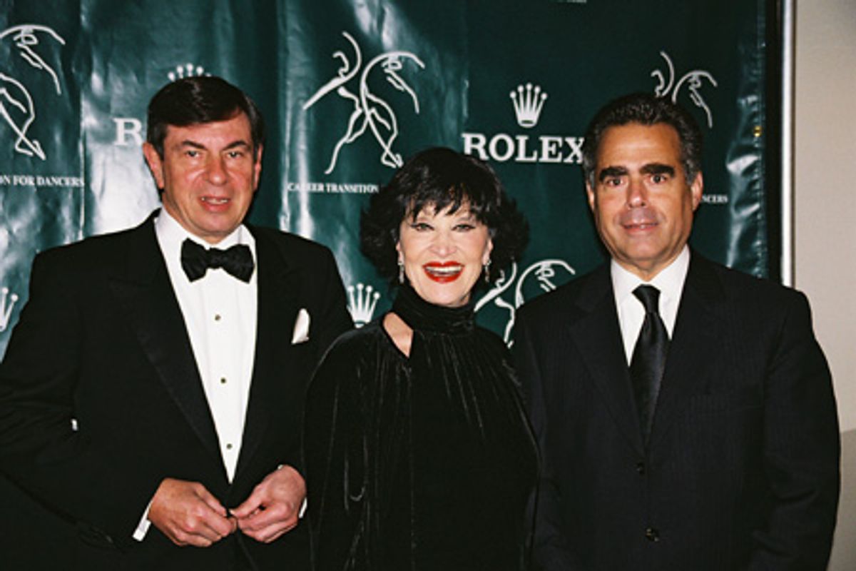 Barry Weinstein (Board Member of the the Rudolf Nureyev Dance Foundation), Chita Rivera and Allen Brill (CEO and President of Rolex) at 