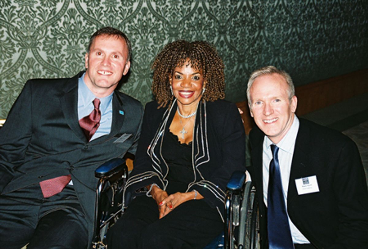 Michael Adams (Executive Director, S.A.G.E.) Melba Moore and Maury Schott (S.A.G.E., volunteer) at 