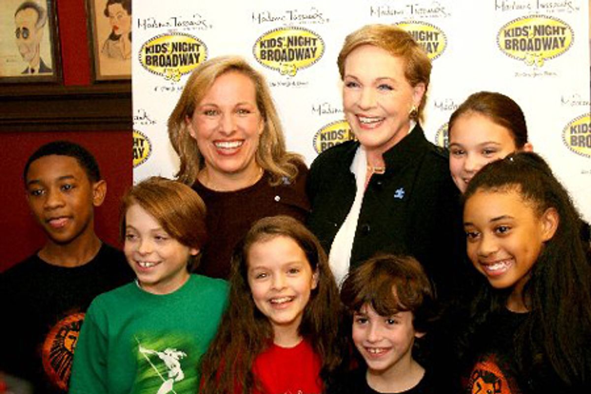 Emma Walton Hamilton and Julie Andrews with Justin Martin (The Lion King), Dylan Riley Snyder (Tarzan), Kelsey Fowler (Grey Gardens), Trevor Braun (Beauty and the Beast), Abigail Ferenczy (Grey Gardens) and Ashley Renee Jordan (The Lion King) at 