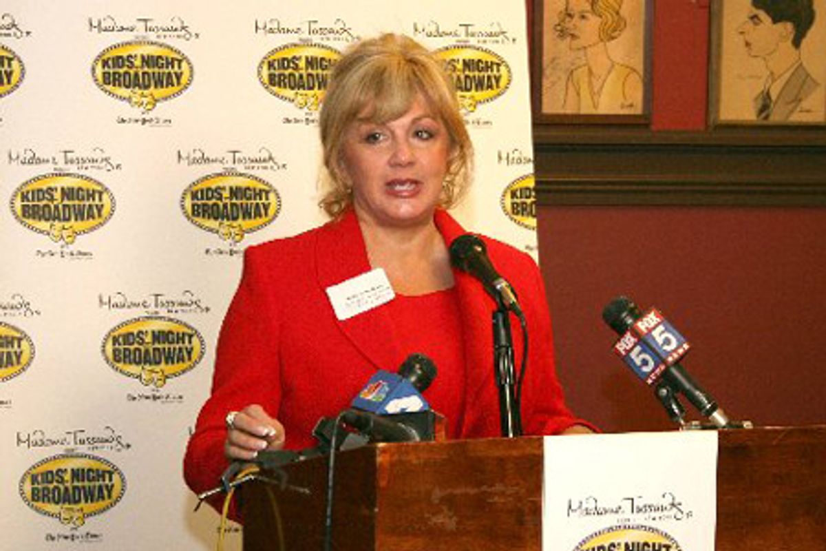 Charlotte St. Martin, executive director of the League of American Theatres and Producers, addresses the media at 