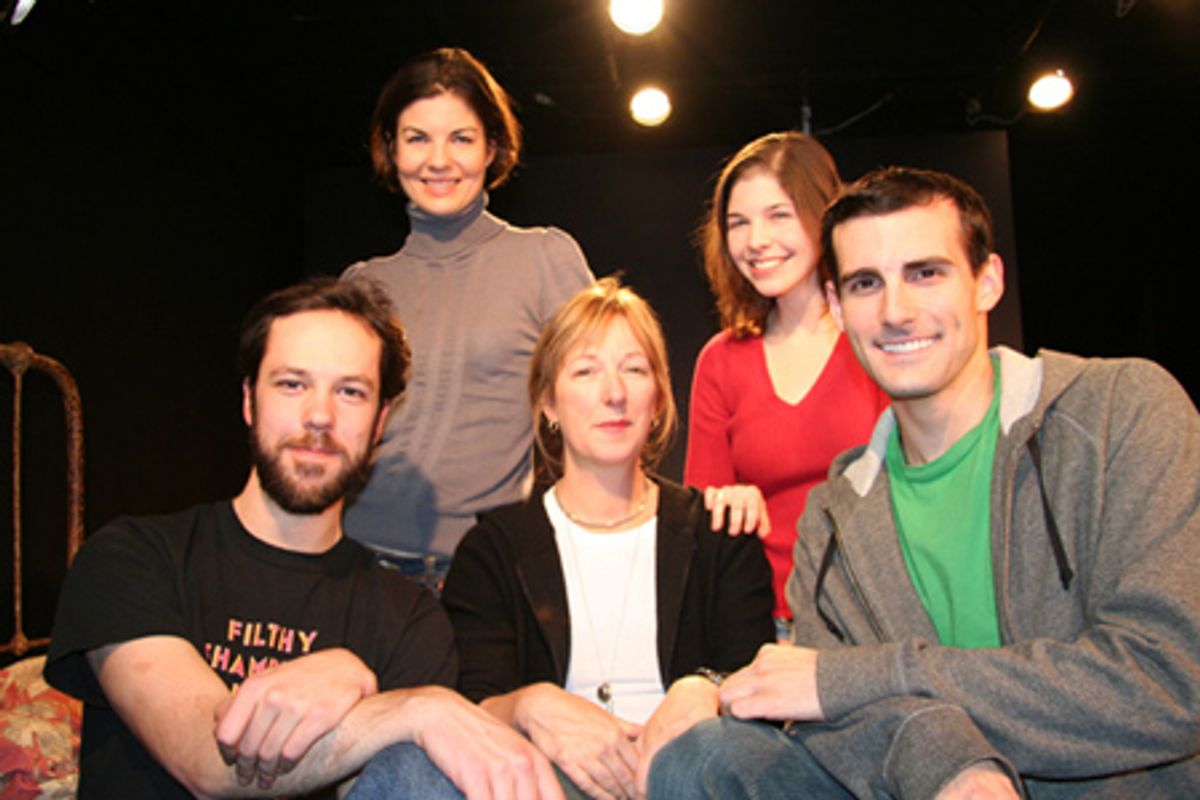 Playwright/actor Keith Boynton, actress Roya Shanks, director and noted cartoonist Sandra Boynton, actress Joan Kubicek and actor Mike Lavoie at the post-show party at 