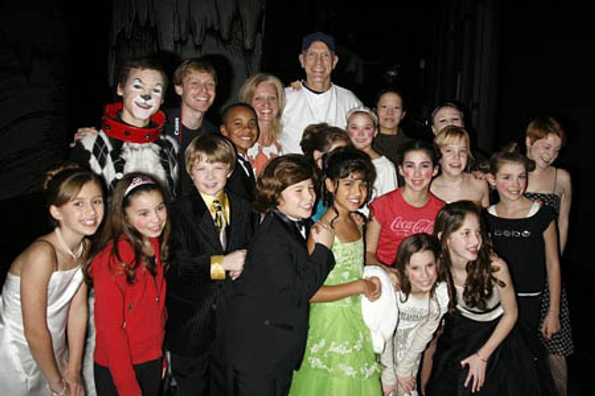William Ryall with young cast members (all of whom are making their Broadway debuts!) at 