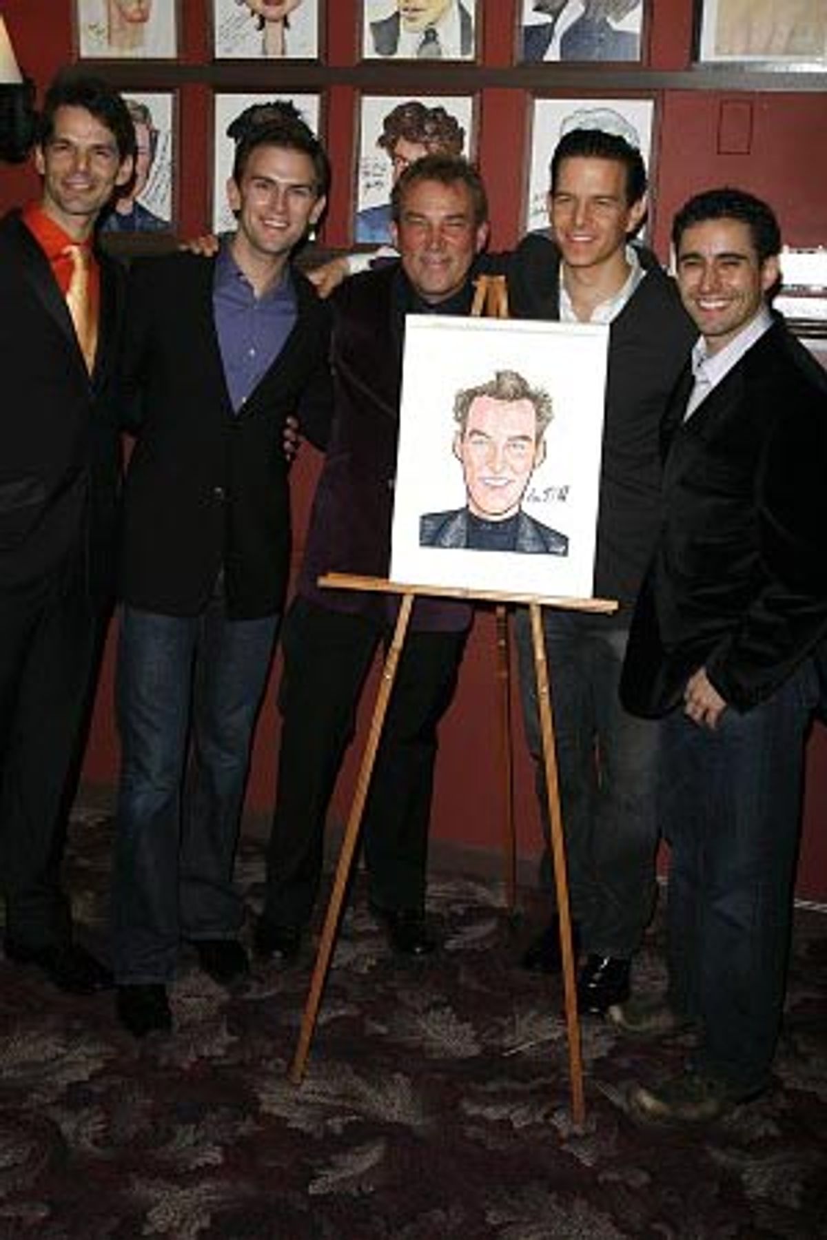 Des McAnuff and Broadway cast members: J. Robert Spencer, Daniel Reichard, Christian Hoff and John Lloyd Young at 