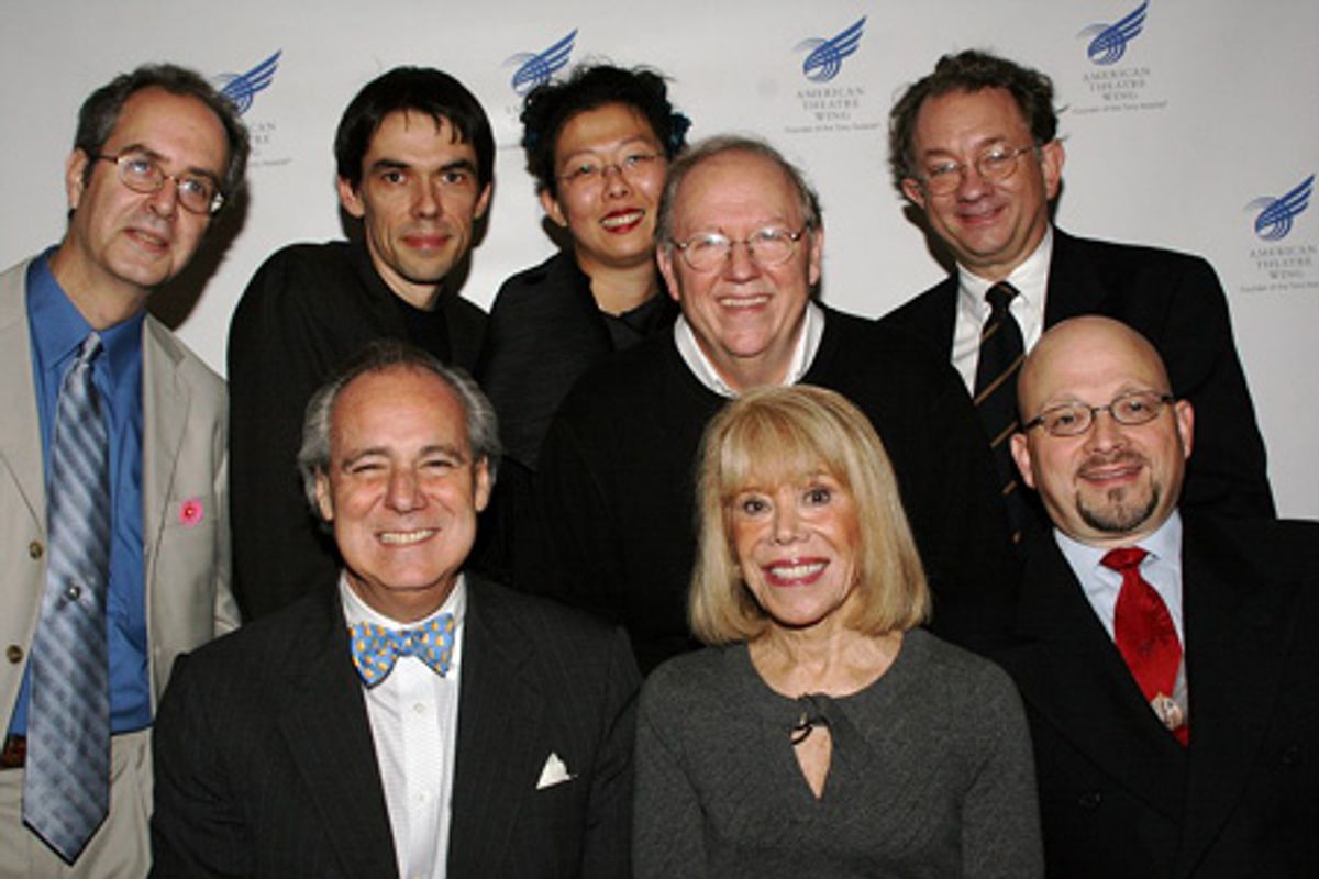 
Back: Stephen Kaplin, Ruppert Bohle, Anita Yavich, Michael Yeargan, and William Ivey Long; Front: Doug Leeds, Sondra Gilman, and Jeffrey Jenkins at 