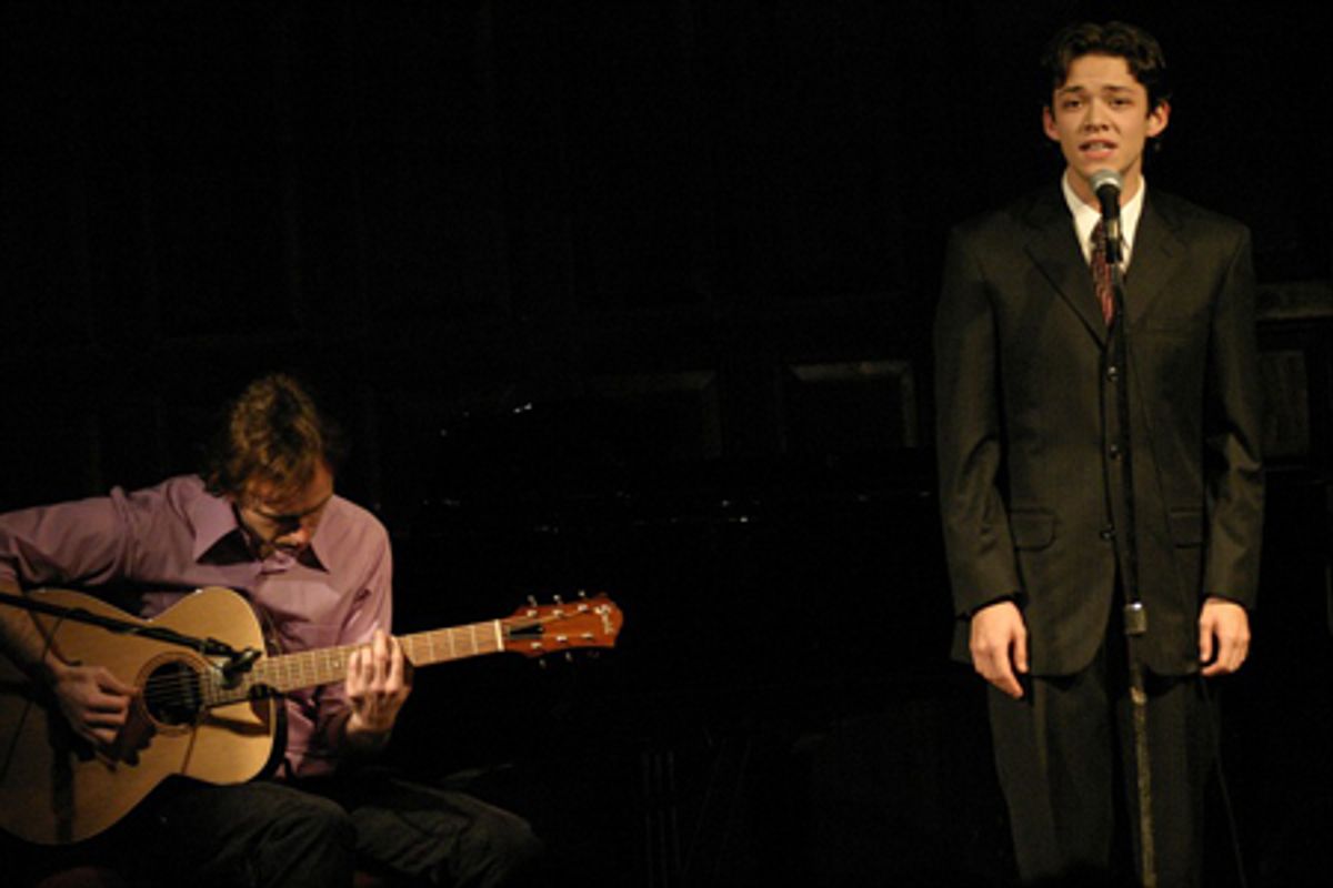 Thad DeBrock and Robert Hager, performing a song from Spring Awakening at 