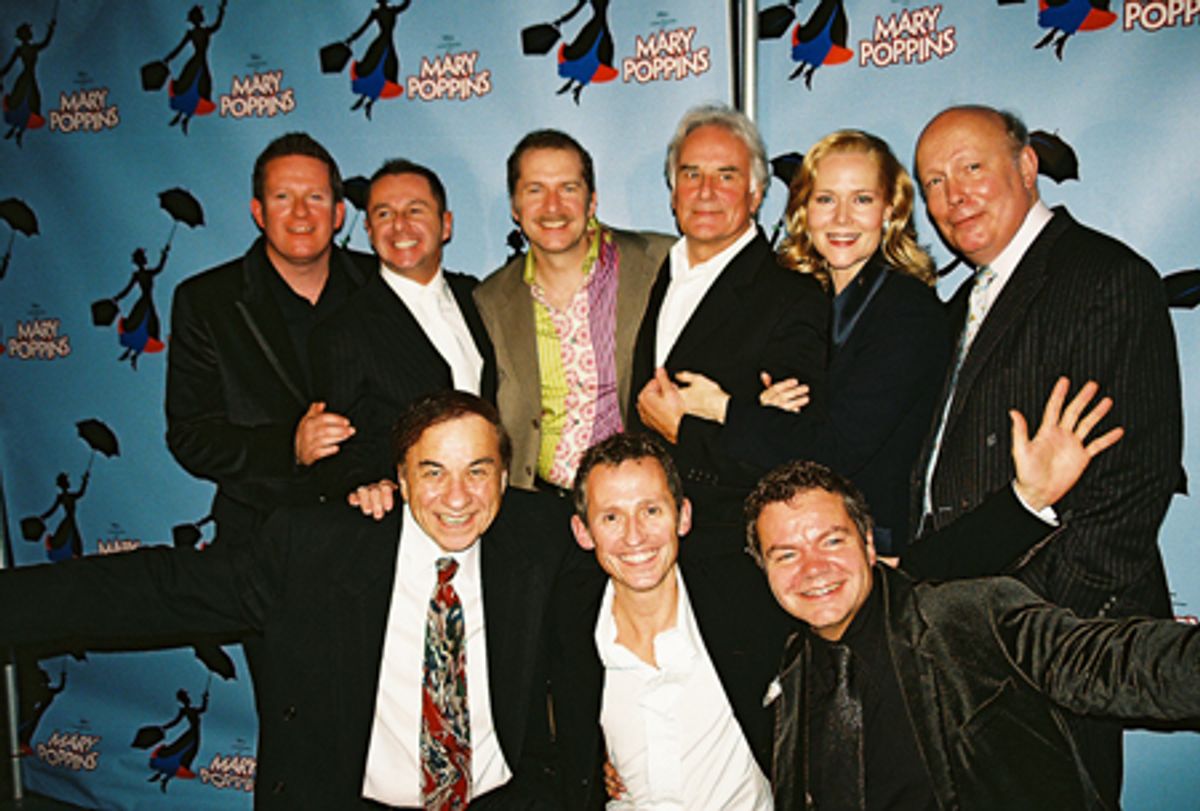 Top Row: Matthew Bourne (Co-Director / Choreographer), Stephen Mear (Co-Choreorgrapher), Daniel Jenkins, Richard Eyre (Director), rebecca luker, Julian Fellowes (Book Writer); Bottom Row: Legendary Composer Richard M. Sherman, George Stiles (Composer) and at 
