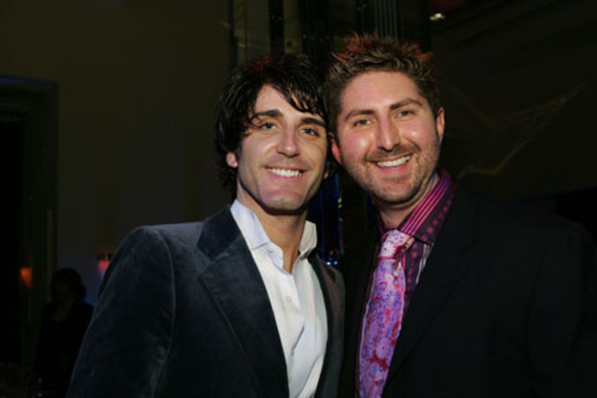Stage manager Jason Trubitt with guest at Mary Poppins Opening Night Dinner Party