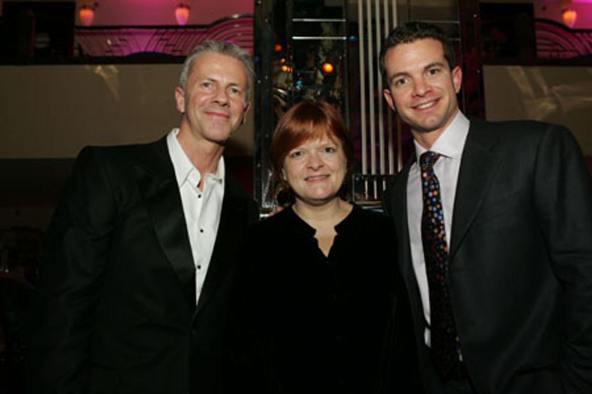 Members of the Mary Poppins music team: music producer David Caddick, associate conductor Kristen Blodgette, and music supervisor/conductor Brad Haak at 