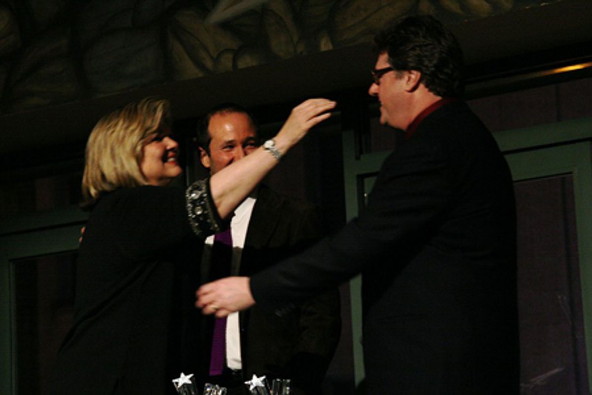 Debra Monk, Steven Lutvak and Robert L. Freedman at 