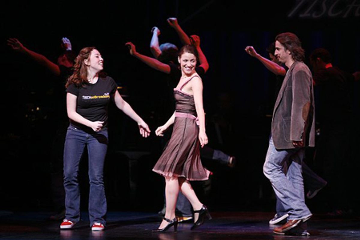 Jenn Gambatese and Matthew Saldivar with cast member at 