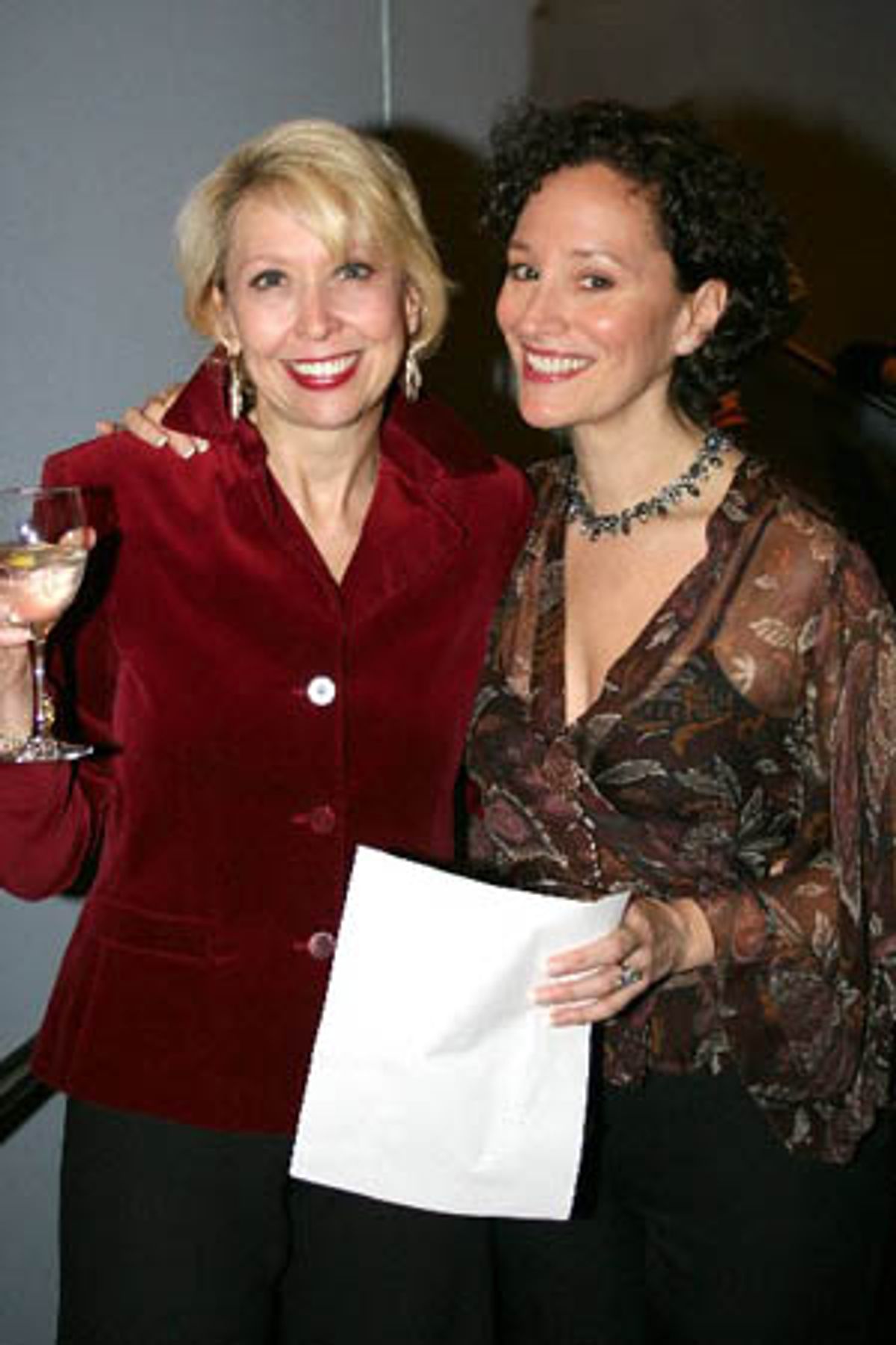Hostess of the evening Julie Halston, with Barbara Walsh at 