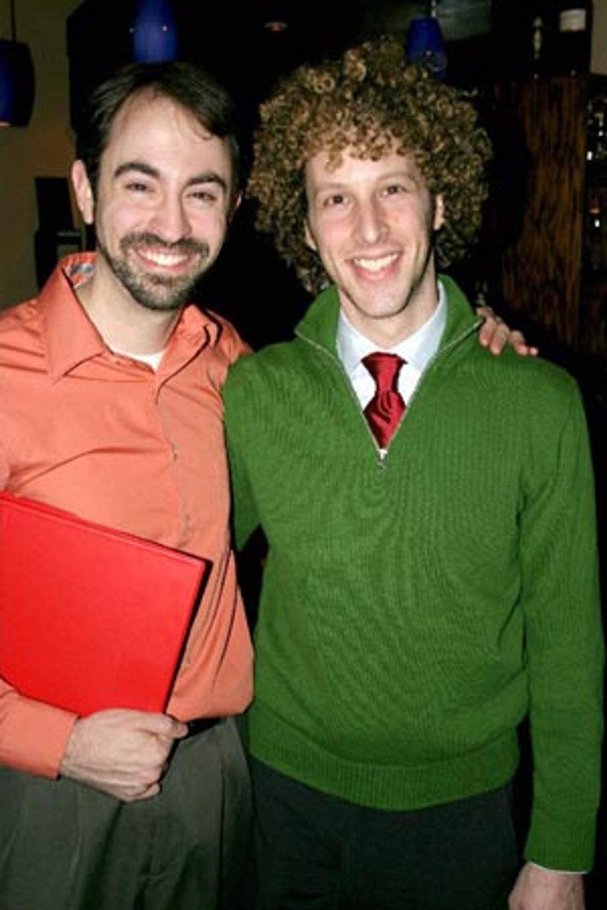Pete Mills and Noah Weisberg, currently in rehearsals for Legally Blonde at 
