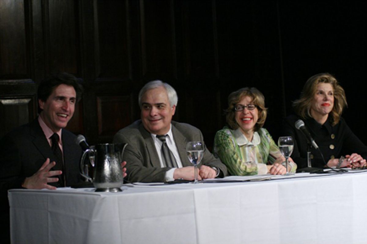 Paul Rudnick, Peter Filichia, Jackie Hoffman and Christine Baranski at 