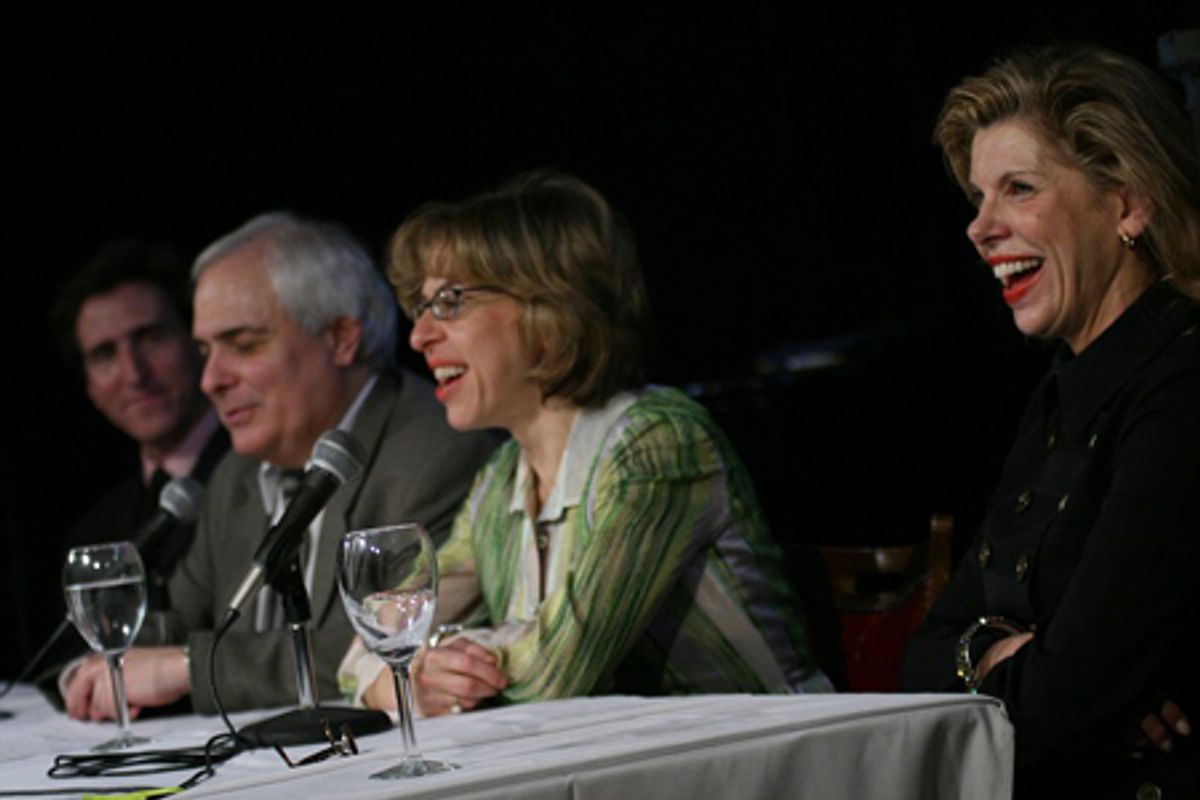 Paul Rudnick, Peter Filichia, Jackie Hoffman and Christine Baranski at 