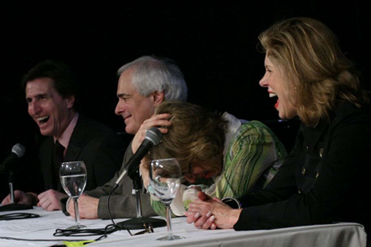 Paul Rudnick, Peter Filichia, Jackie Hoffman and Christine Baranski at 