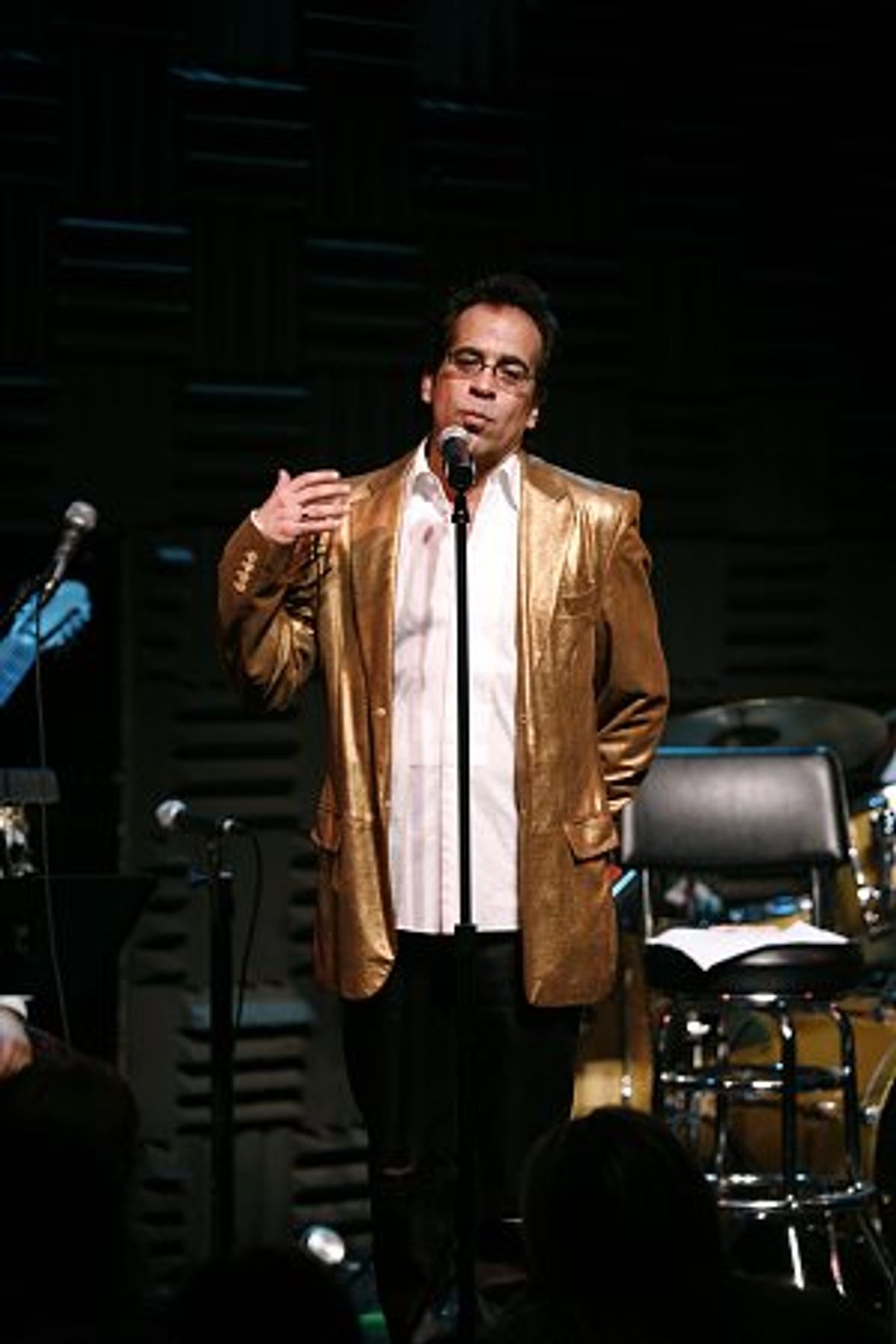 Richard Jay-Alexander sported
a gold leather Valentino jacket at 