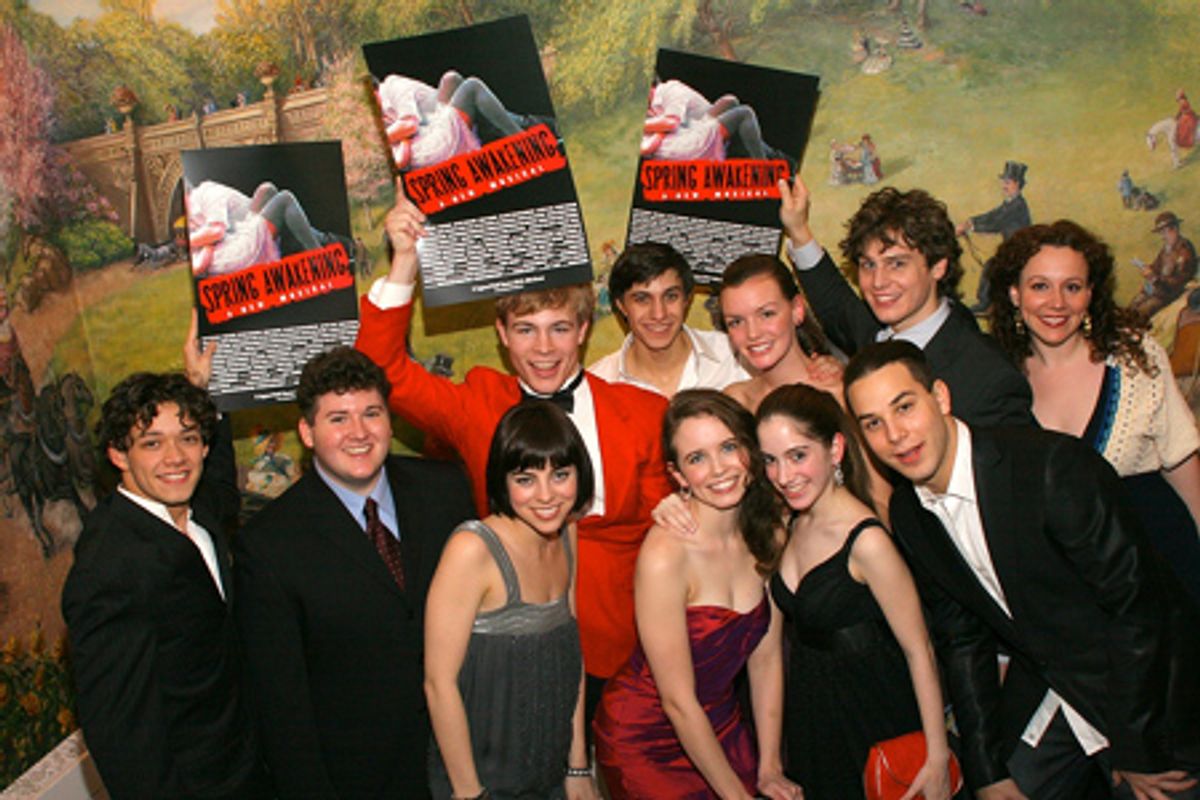 Robert Hager, Brian Charles Johnson, Krysta Rodriguez, Jonathan B. Wright, Gideon Glick, Phoebe Strole, Jennifer Damiano, Remy Zaken, Skyler Astin, Jonathan Groff and Frances Mercanti-Anthony at 