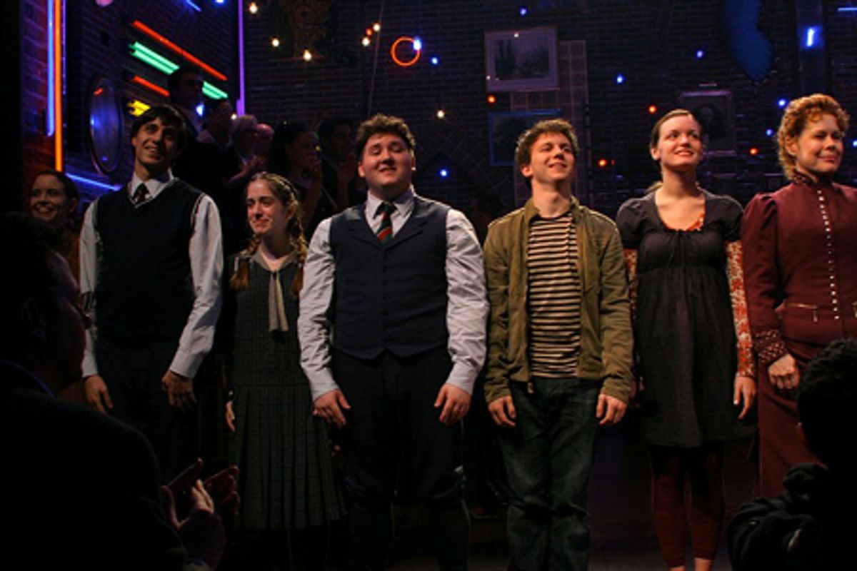 
Phoebe Strole, Gideon Glick, Remy Zaken, Brian Charles Johnson, Gerard Canonico, Jennifer Damiano and Christine Estabrook at 