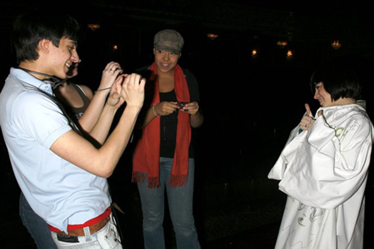 Krysta Rodriguez with Gideon Glick and Lilli Cooper at 